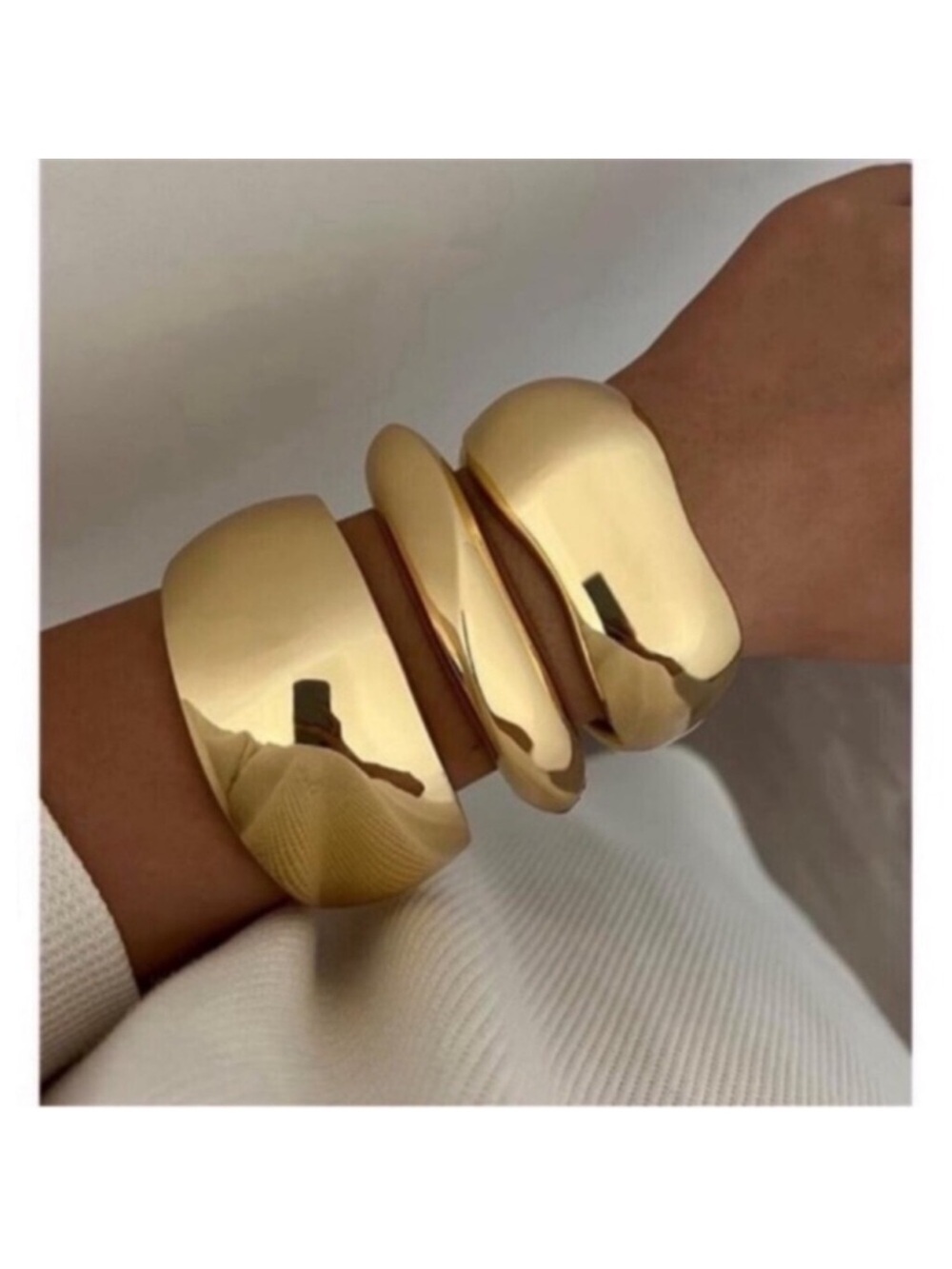Chunky Gold Bangle Set | Wide 14K Plated Stackable Bracelets.
